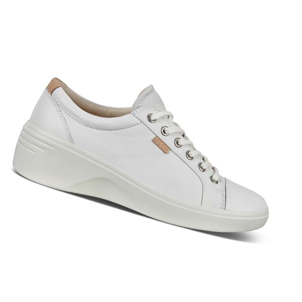 Women\'s Ecco Soft 7 Wedge Sneakers White | SG 247MQZ